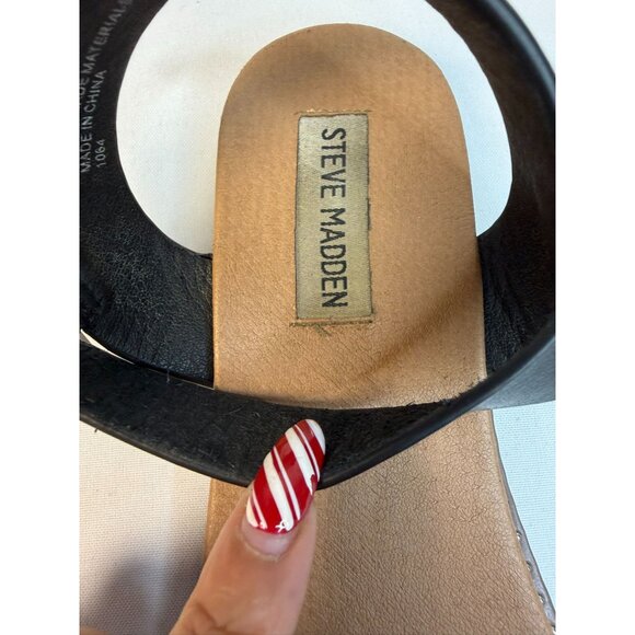 Steve Madden Tesa Slingback Flat Sandals Women Size 8.5M Black Ankle Strap Open - Picture 11 of 12